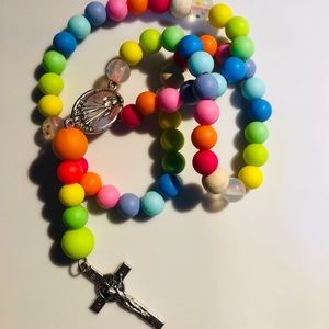 Handmade Rainbow Colored Silicone Beaded Rosary